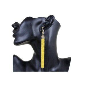 Women Earrings Set Fashion Jewelry Yellow Long Metal Chain Links Tassel Fringes